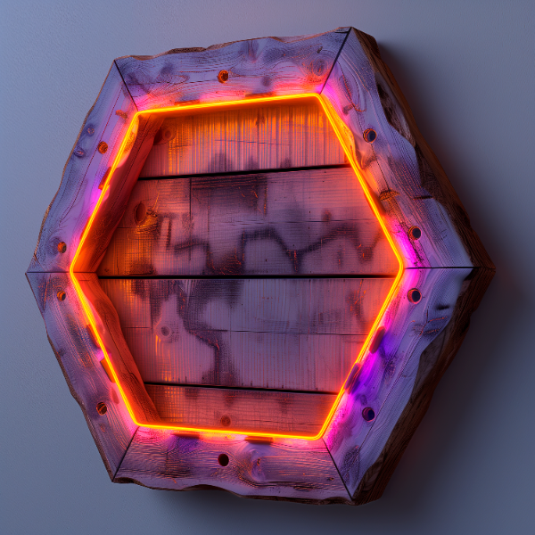 ELEMENTO DE MADEIRA COM LUZES EM 3D | IMAGEM