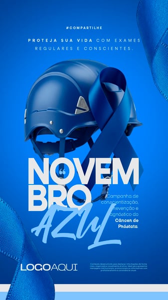 NOVEMBRO AZUL CAPACETE SAÚDE HOMEM SOCIAL MEDIA FLYER PSD EDITÁVEL STORY