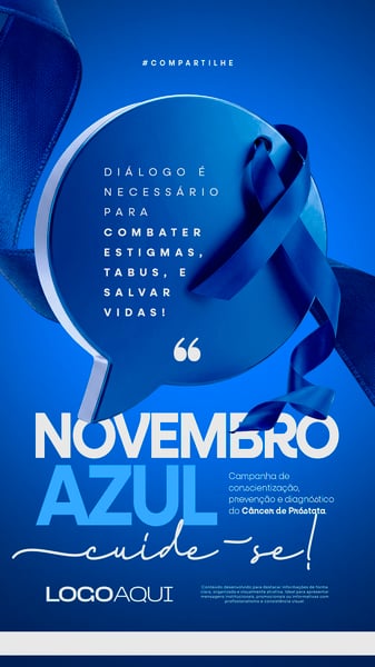 NOVEMBRO AZUL DIÁLOGO CÂNCER PRÓSTATA SOCIAL MEDIA FLYER PSD EDITÁVEL STORY
