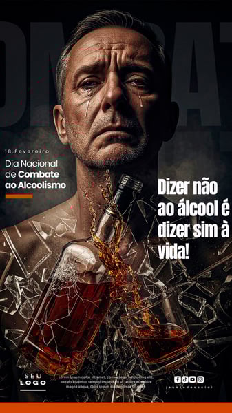 DIA NACIONAL DE COMBATE AO ALCOOLISMO 18 DE FEVEREIRO STORY SOCIAL MEDIA PSD EDITÁVEL 1