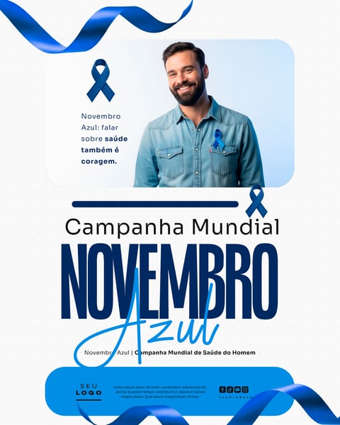 NOVEMBRO AZUL MÊS DE COMBATE AO CÂNCER DE PRÓSTATA CAMPANHA MUNDIAL DE SAÚDE SOCIAL MEDIA PSD EDITÁVEL 7