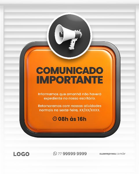 SOCIAL MEDIA PARA AVISOS E COMUNICADOS - LARANJA