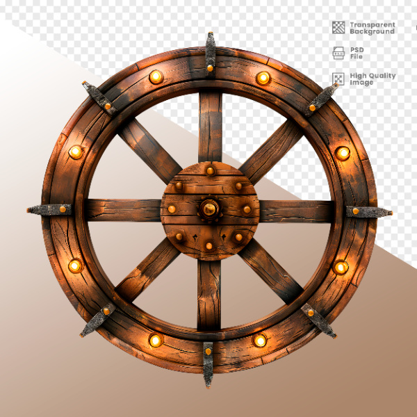 RODA DE MADEIRA COM LUZ - ELEMENTO 3D PARA COMPOSIÇÃO - WOOD