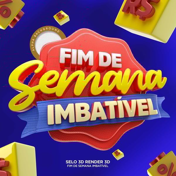 SELO 3D SUPERMERCADO FIM DE SEMANA IMBATÍVEL PNG
