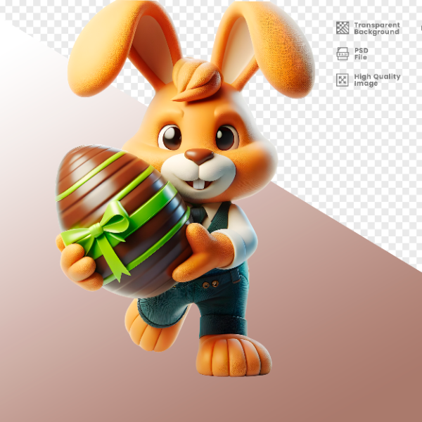 COELHO DA PÁSCOA  ELEMENTO 3D PARA COMPOSIÇÃO - COELHO COM CHOCOLATE