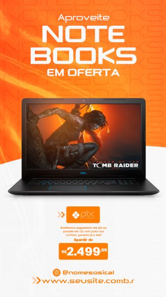 STORY SOCIAL MEDIA FEED NOTEBOOK GAMERS EM PROMOÇÃO PSD EDITÁVEL