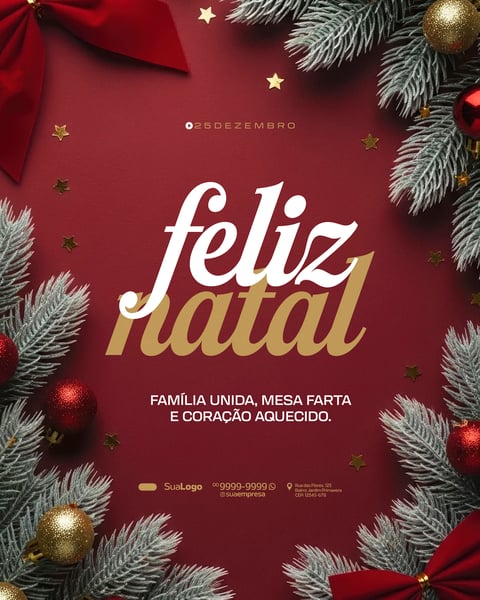 FEED FELIZ NATAL 25 DE DEZEMBRO SOCIAL MEDIA 8 PSD EDITÁVEL