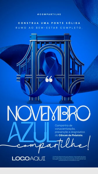 NOVEMBRO AZUL CONSCIENTIZAÇÃO CÂNCER DE PRÓSTATA SOCIAL MEDIA FLYER PSD EDITÁVEL STORY
