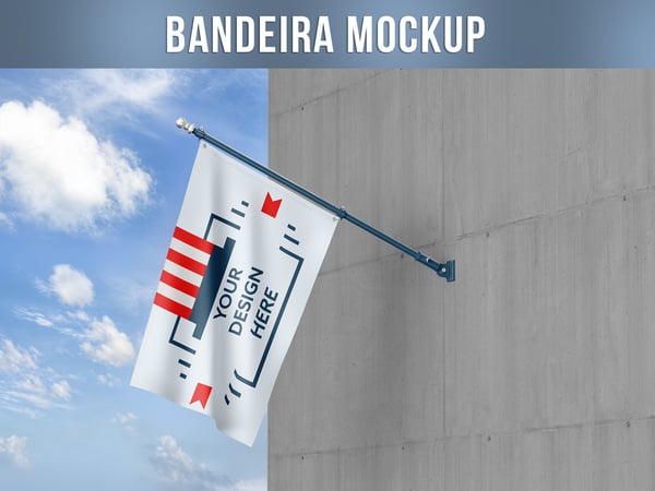 BANDEIRA PENDURADA NA PAREDE MOCKUP CÉU PAÍS PSD