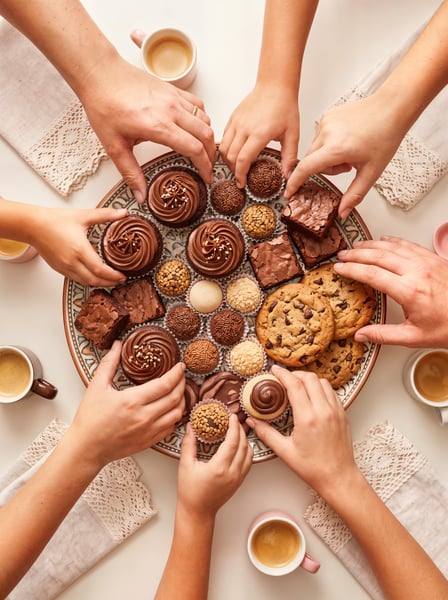 MÃOS SOBRE UMA MESA COMENDO E TOMANDO UM CAFÉ DA MANHÃ 2