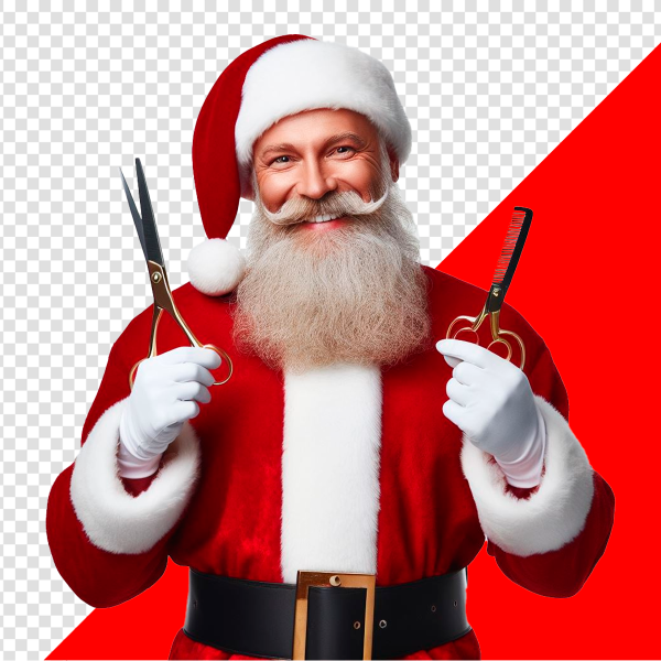 IMAGEM DE PAPAI NOEL COM TESOURA E PENTE SEM FUNDO