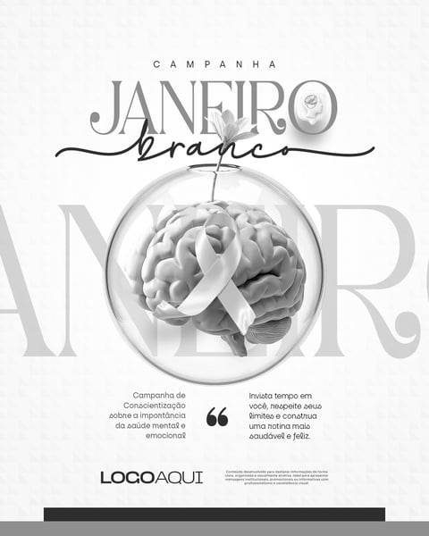 JANEIRO BRANCO SAÚDE MENTAL E EMOCIONAL SOCIAL MEDIA FLYER PSD EDITÁVEL