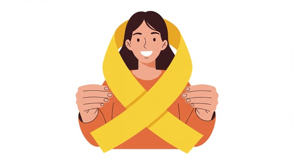 IMAGEM MULHER SEGURANDO SELO DO SETEMBRO AMARELO EM ILUSTRAÇÃO