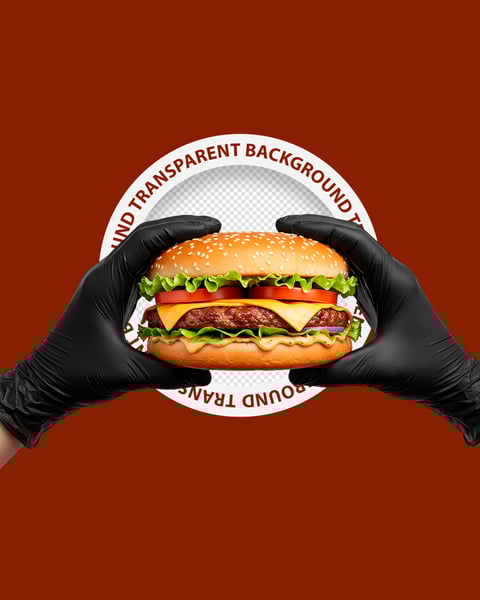 MÃO SEGURANDO UM HAMBÚRGUER