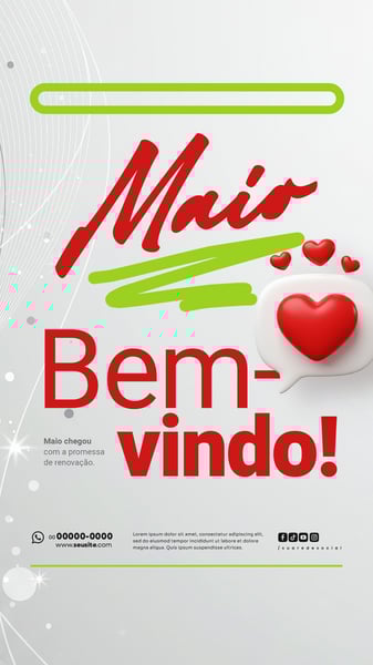 BEM VINDO MAIO SAUDAÇÃO MÊS SOCIAL MEDIA POST EDITÁVEL STORY