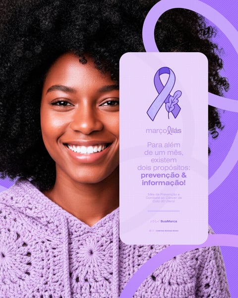 Campanha Março Lilás Social Media Post Prevenção e Informação PSD Editável