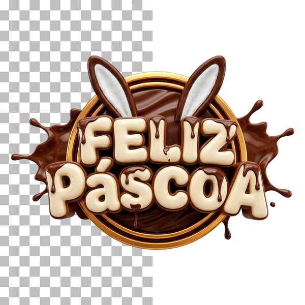SELO 3D FELIZ PÁSCOA EM PNG
