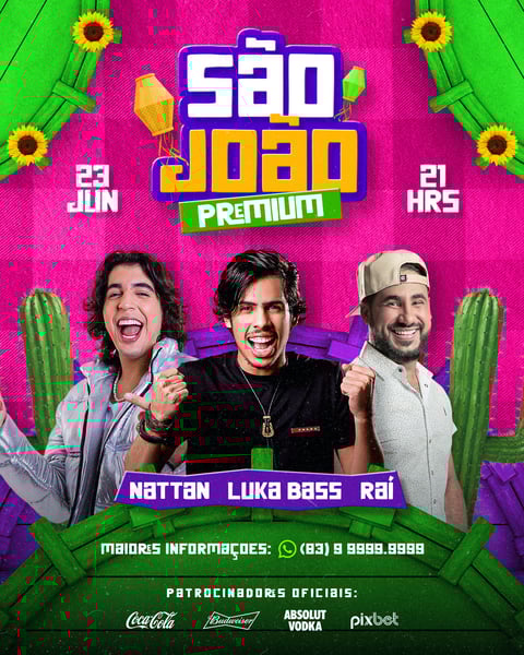 FLYER DE SÃO JOÃO PSD EDITÁVEL FEED SÃO JOÃO PREMIUM