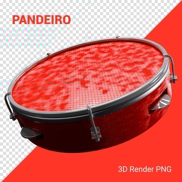 PANDEIRO 3D CARNAVAL ELEMENTO PNG COMPOSIÇÃO SOCIAL MEDIA