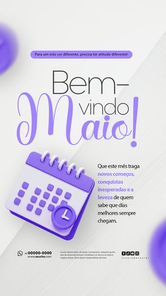 BEM VINDO MAIO SAUDAÇÃO MÊS SOCIAL MEDIA POST EDITÁVEL STORY 12