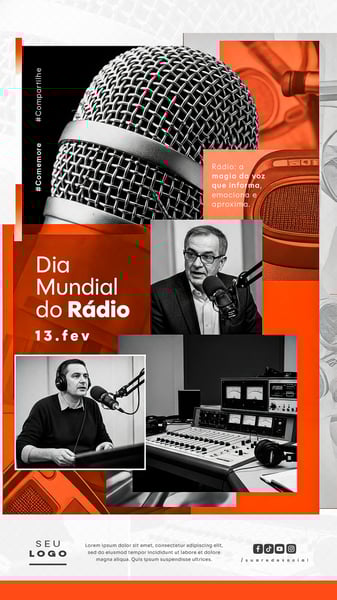 DIA MUNDIAL DO RÁDIO 13 DE FEVEREIRO STORY SOCIAL MEDIA PSD EDITÁVEL 1