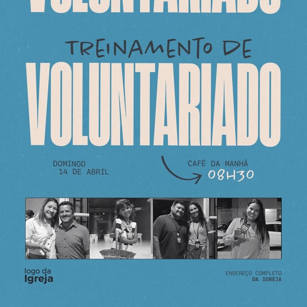 TREINAMENTO DE VOLUNTARIADO VOLUNTÁRIOS IGREJA PSD EDITÁVEL