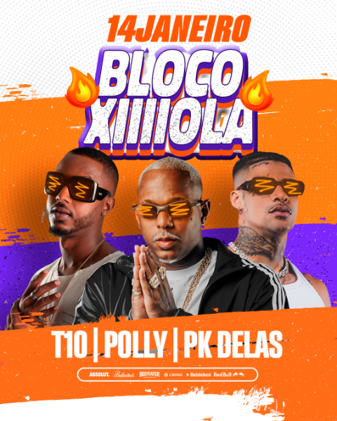 FLYER EVENTO CARNAVAL BLOCO XIIIIOLA FEED PSD EDITÁVEL