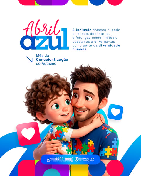 Abril Azul Mês de Conscientização do Autismo