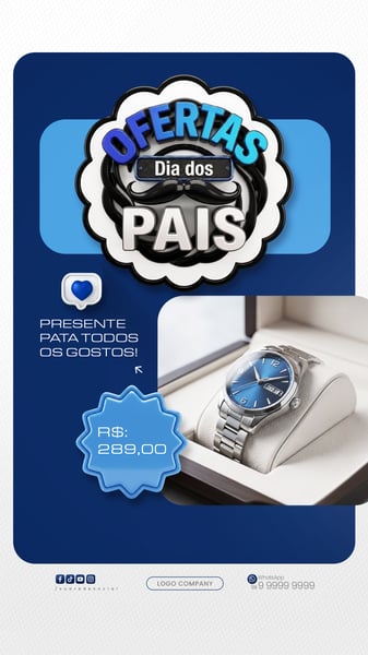 CAMPANHA DIA DOS PAIS FLYER INSTAGRAM VENDAS SOCIAL MEDIA PSD EDITÁVEL 5 STORY