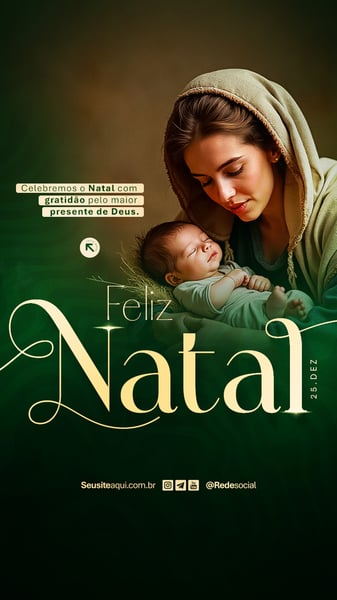 FELIZ NATAL RELIGIOSO 25 DE DEZEMBRO SOCIAL MEDIA PSD EDITÁVEL