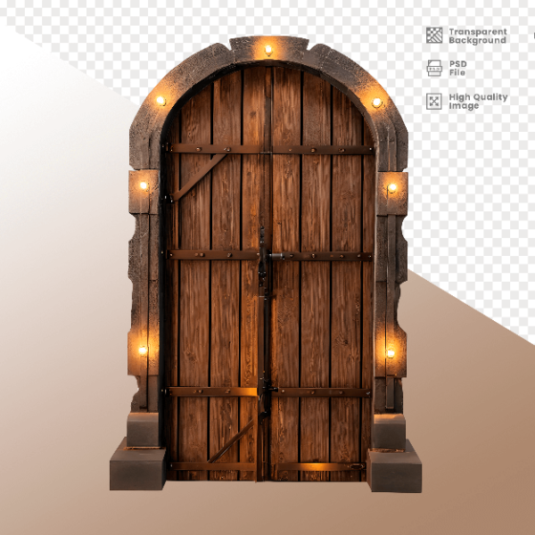 PORTA DE MADEIRA COM LUZ - ELEMENTO 3D PARA COMPOSIÇÃO