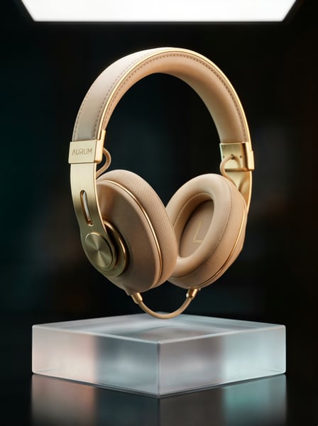 HEADPHONE SUSPENSO NO AR EM CIMA DE UM PODIUM DE PRODUTO 1