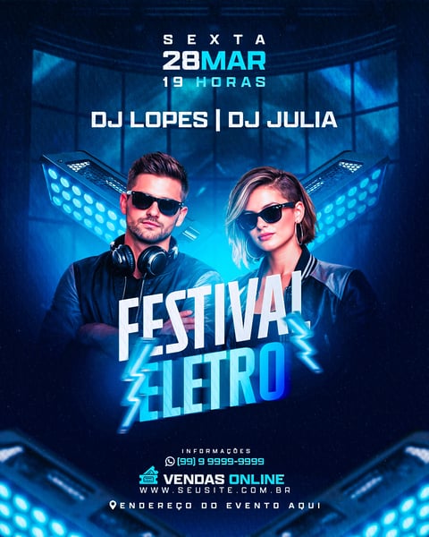 FLYER PARA EVENTO FESTIVAL ELETRO PSD EDITÁVEL