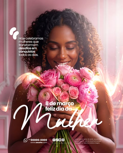 DIA INTERNACIONAL DA MULHER 08 DE MARÇO SOCIAL MEDIA PSD EDITÁVEL