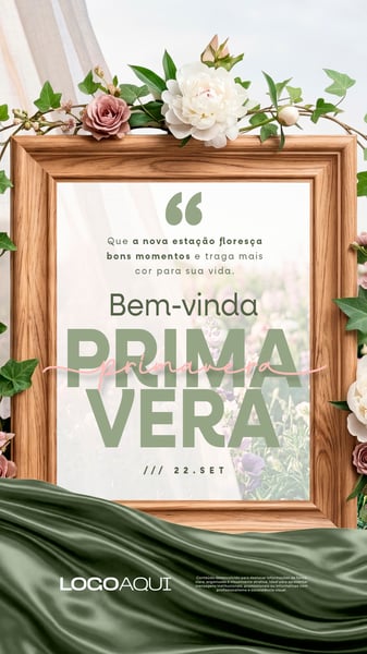 BEM VINDA PRIMAVERA FLORAL SOCIAL MEDIA FLYER PSD EDITÁVEL STORY