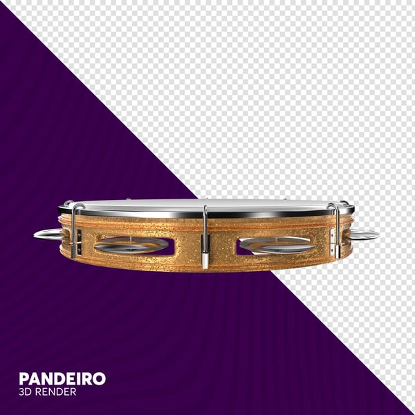 ELEMENTO 3D PANDEIRO CARNAVAL PNG