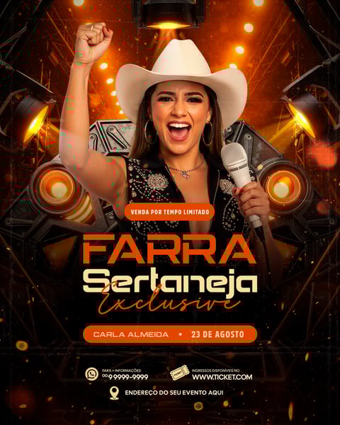 FLYER PARA EVENTO SHOW ARTISTA SERTANEJO PSD EDITÁVEL FEED 7