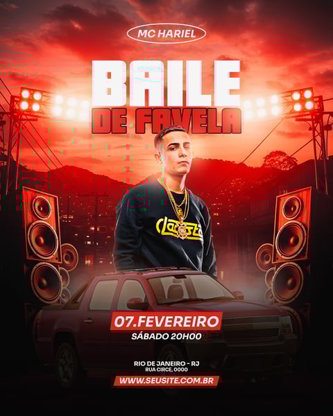 FLYER EVENTO SHOW MC HARIEL BAILE DE FAVELA PSD FEED 101