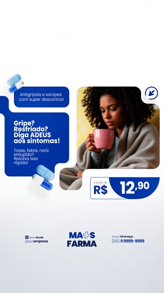 FARMÁCIA REMÉDIOS CÁPSULA FORMULAS MEDICAMNETOS PROMOÇÃO SOCIAL MEDIA PSD EDITÁVEL