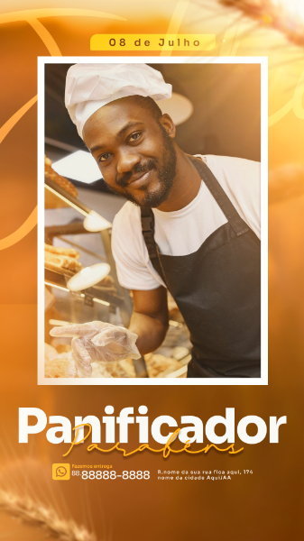 STORIES PARABÉNS PANIFICADOR VOCÊ FEED PANIFICADORA SOCIAL MEDIA PSD