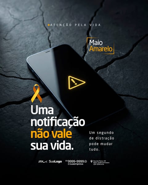 CAMPANHA DE CONSCIENTIZAÇÃO TRÂNSITO MAIO AMARELO SOCIAL MEDIA PSD EDITÁVEL 2
