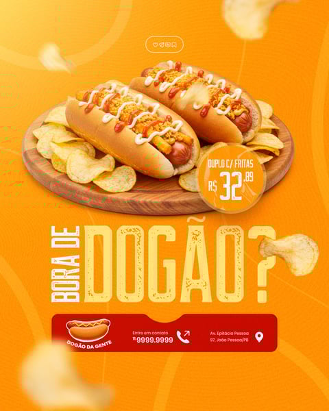 CACHORRO QUENTE HOT DOG LANCHE SOCIAL MEDIA FEED POST EDITÁVEL