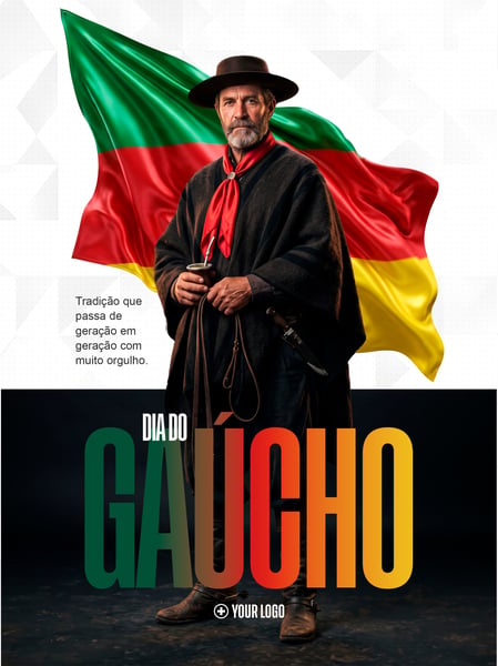 DIA DO GAÚCHO TRADICIONAL COM BANDEIRA RS SOCIAL MEDIA FLYER PSD EDITÁVEL