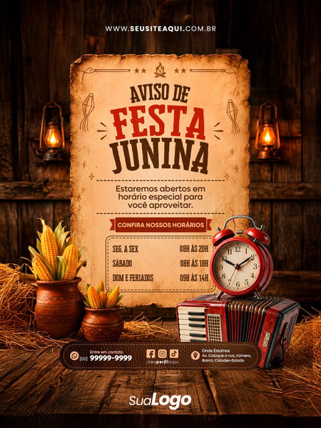 POST FEED FESTA JUNINA SÃO JOÃO SOCIAL MEDIA TEMPLATE PSD EDITÁVEL 22
