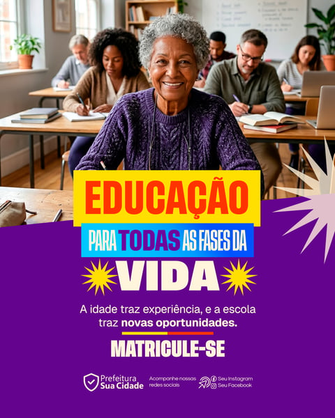 SOCIAL MEDIA PREFEITURA EDUCAÇÃO DE JOVENS E ADULTOS