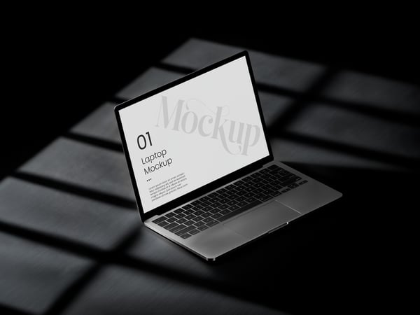 NOTEBOOK FUNDO ESCURO MOCKUP INTERNET TECNOLOGIA COMUNICAÇÃO TRABALHO NEGÓCIOS PSD