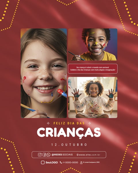 FELIZ DIA DAS CRIANÇAS 12 DE OUTUBRO FEED SOCIAL MEDIA PSD EDITÁVEL 04