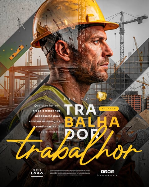 DIA DO TRABALHADOR 01 DE MAIO SOCIAL MEDIA PSD EDITÁVEL 5