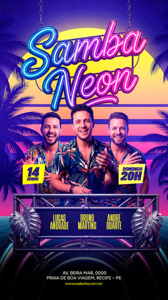 FLYER DE SHOWS SAMBA NEON STORY 222