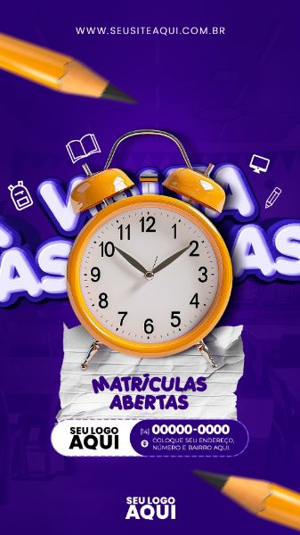 STORY | VOLTA ÀS AULAS | MATRÍCULAS ABERTAS | ESCOLA | PSD EDITÁVEL